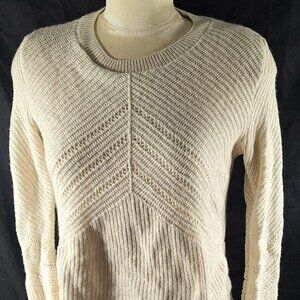 Lucky Brand Sparkly Off White Sweater with Built In Undershirt Women's M